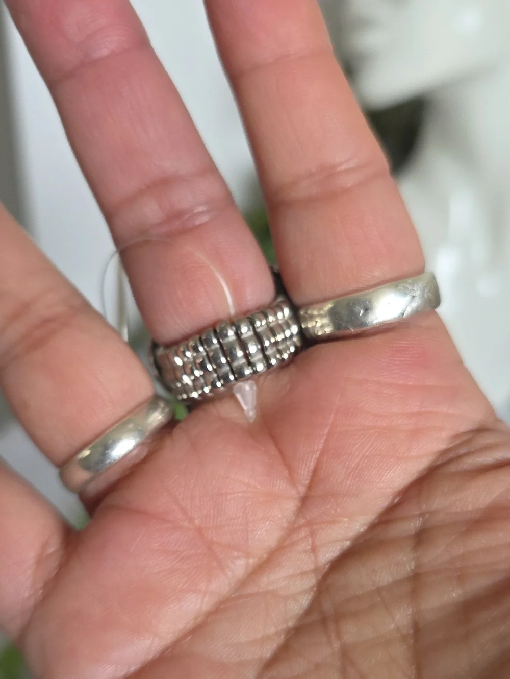 Boho ​Silver Elephant Statement Ring with Rhinestone Accents Stretch Band